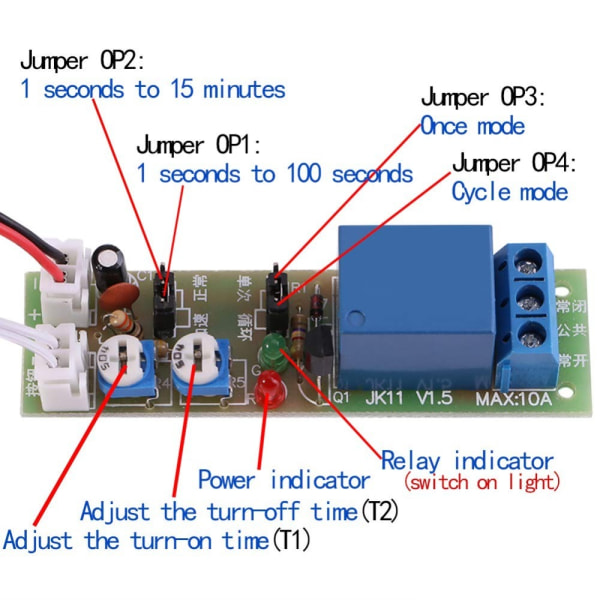 Justerbar Times Switch Modul Timer Relay Module Timer Delay