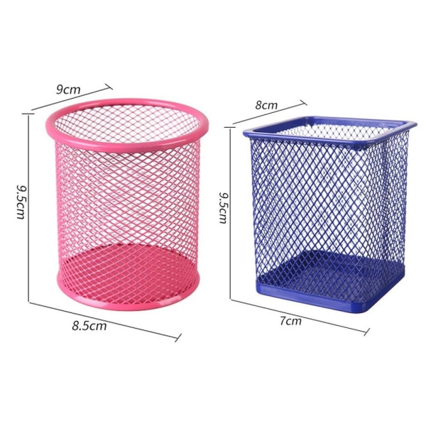 Mesh Pen Pot Pen Holder SØLV RUND RUND Silver Round-Round