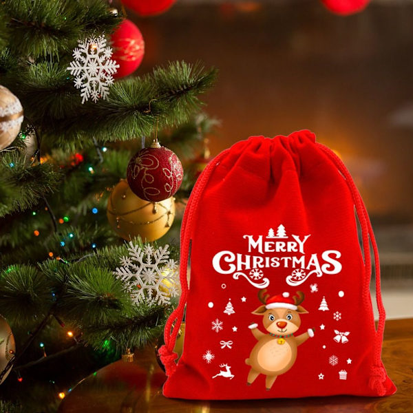 5/10 kpl Christmas Velvet Laukut Candy Snack Lahjakassi 10X16CM10KPL 10x16cm10pcs