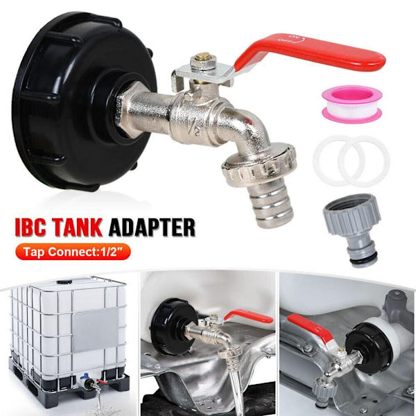 1/2'' 3/4'' IBC Tank Dräneringskran Adapter Anslutning S60X6 Till Garden Kran Byte 1/2-set