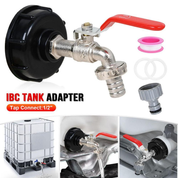 1/2'' 3/4'' IBC Tank Dren Kran Adapter Connector S60X6 Til Hage Kran Bytte 3/4