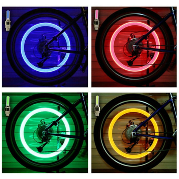 4 kpl Pyörän pinnat Valot LED-valot Rengasventtiilin cap