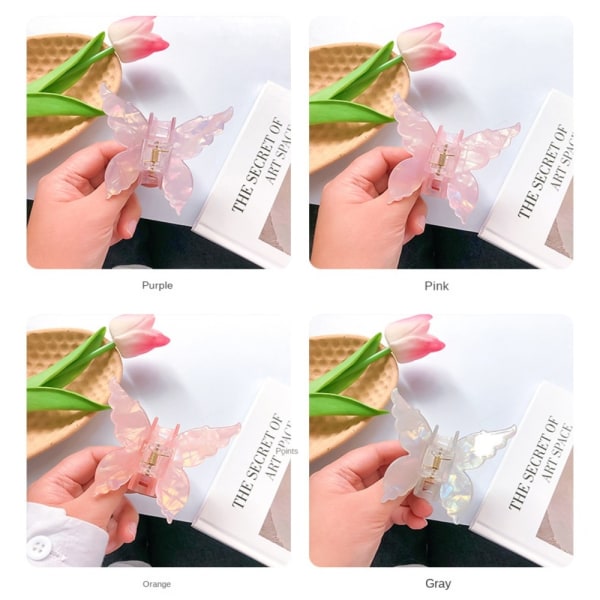 Butterfly Hair Clips Hiuksiin tarttuva HARMAA Grey