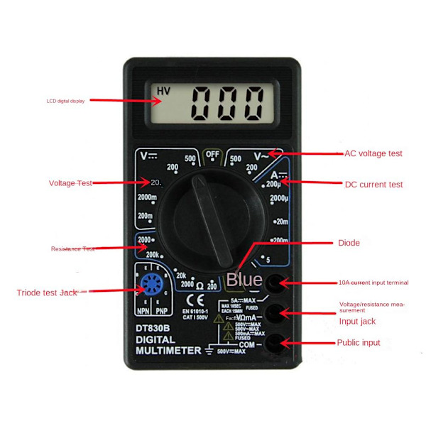 Digitalt Multimeter Voltmeter Multi-Meter