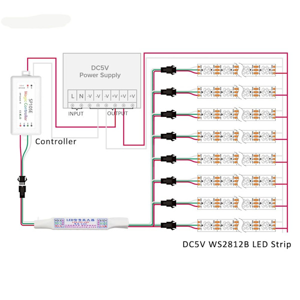 LED Signalforstærker Strip Light Repeater 1TO8 1TO8 1to8