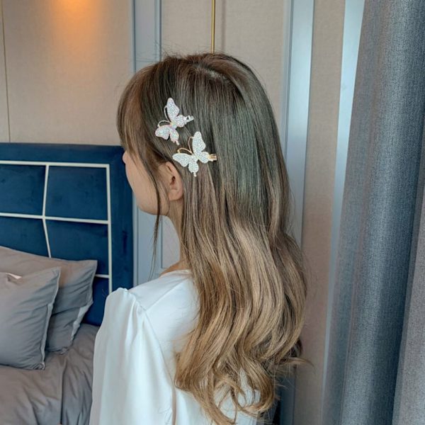 3 kpl Full Diamond Butterfly Hiusneulat Shine Bangs Clip GOLD Gold
