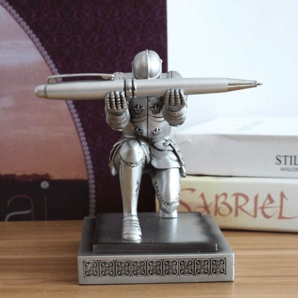 Knight kynäpidike patsas kynän organizer SILVER Silver