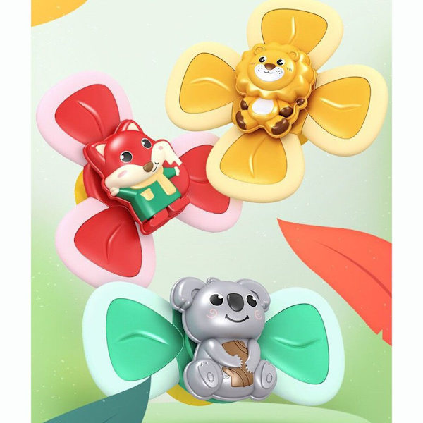 3 Stk Spinner Legetøj Fingerspids Rangle Legetøj Sugekop Animal Sinning Toy