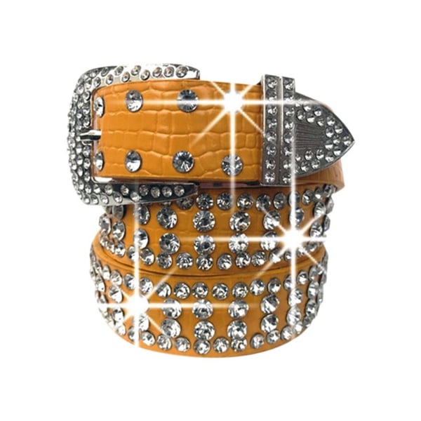 Bling Bling Diamond Nahkainen Vyön Pin Solki Vyötärönauha MUSTA black