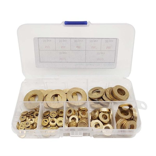 210st Plattbricka Sortiment Kit Mässingsbrickor Metriska packningar