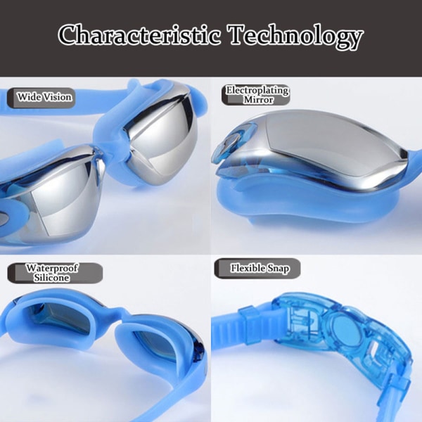 Simglasögon Dykglasögon Vattentät Anti-UV Anti-fog blå