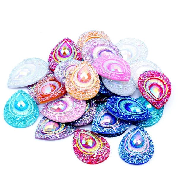 20g 18*25mm Glitter Vanndråpe Rhinestone Flatback Applique dark blue