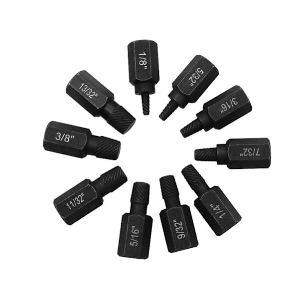 10 STK/ Set Skruv Extractor Bolt Extractor Broken Bolt Remover