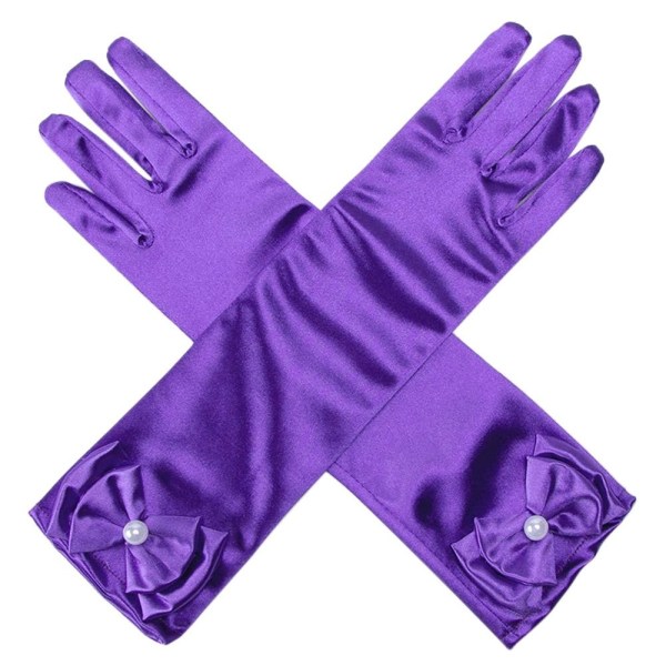 Barn Långa Handskar Full Finger Vantar MÖRKLILA dark purple