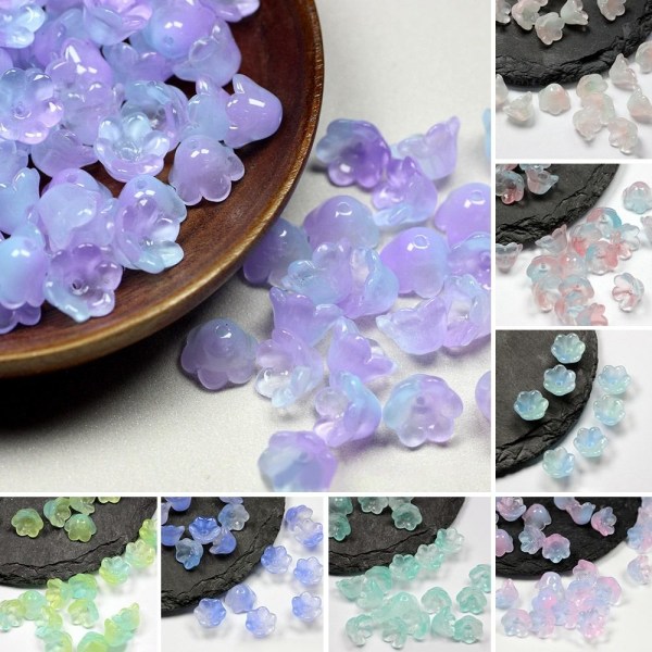 100st Trumpet Imitation Pearls Star Heart Beads BLÅ blue