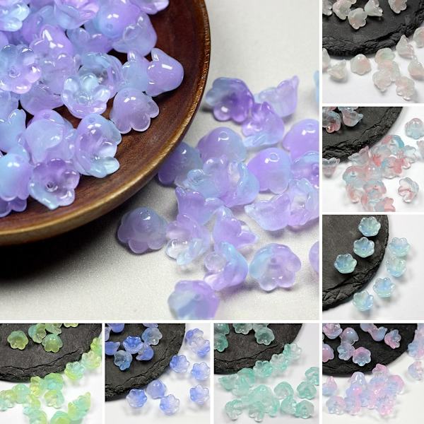 100stk Trompetimitasjonsperler Stjernehjerteperler BLÅ blue