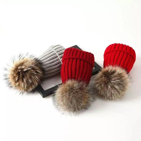 Förälder-barn Stickad Mössa Cap SVART Vuxen Vuxen black adult-adult
