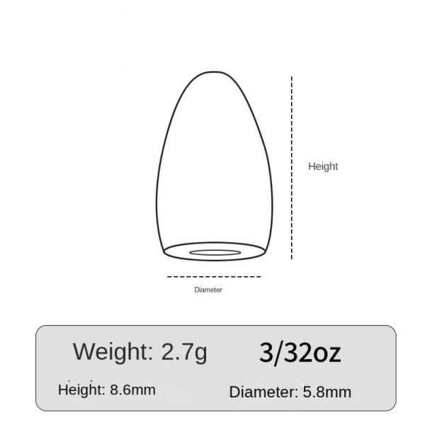 1/2/3/4/5 stk Fiske Tungsten fallsynke 2,7G-4STK 2,7G-4STK 2.7g-4pcs