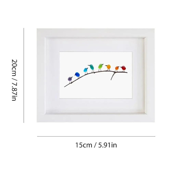 Merilasinen sateenkaarilintuornamentti lasilintuhahmo 8 8 birds-White frame