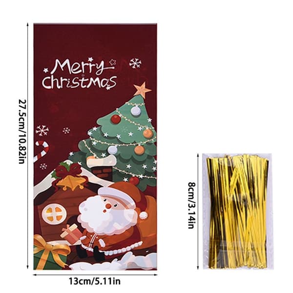 50st julgodispåsar Xmasförpackningspåsar Cookiepresentpåsar