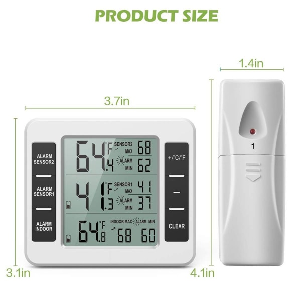 Kjøleskapstermometer Digitalt frysetermometer Trådløst