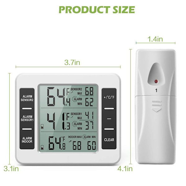 Kylskåpstermometer Digital Frystermometer Trådlös