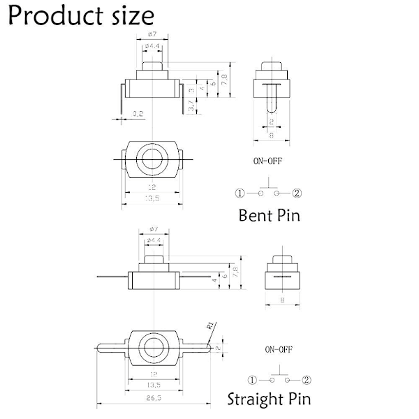 Push Button Switch Taskulamppukytkin VALKOINEN white