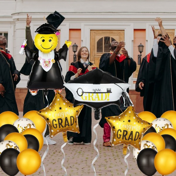 56st Folieballonger Uppblåsbara Leksaker Graduation black gold