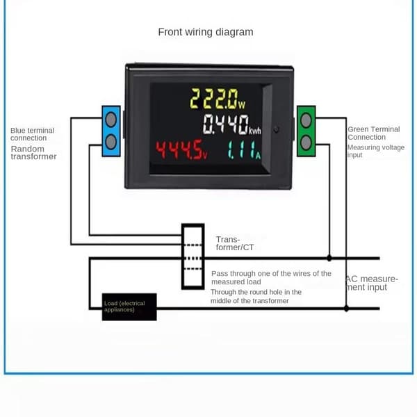 Elektrisk energimonitor AC Voltmeter Amperemeter 6-i-1 multimeter