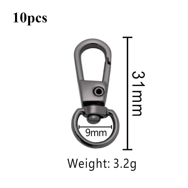 10 stk Metal Snap Hook Trækspænder SORT Black