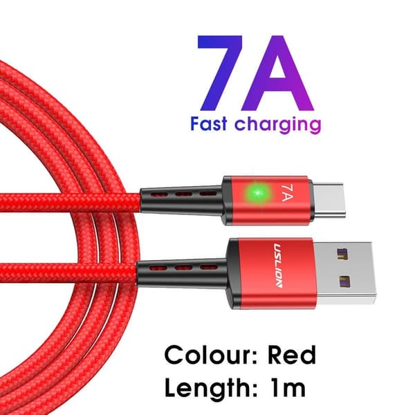 Type C Hurtigladerkabel Type C Datakabel RØD 1M Red 1M