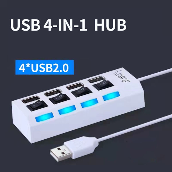 USB HUB-sovitin VALKOINEN white