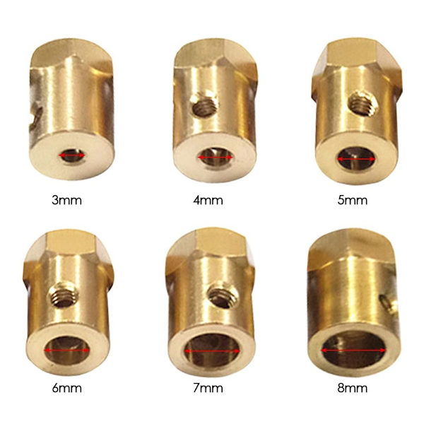 Kuusikulmainen messinkiakselin kytkin 5 mm 5mm