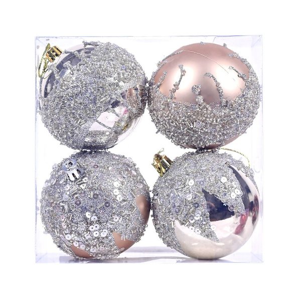 4 kpl Joulukuuseen ripustettavat pallot Joulupallo ROSE GOLD rose gold