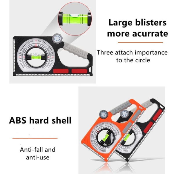 Vinkelhældning Skråvinkelvinkelmåler Vinkelniveau B IKKE-MAGNETISK B B Non-magnetic
