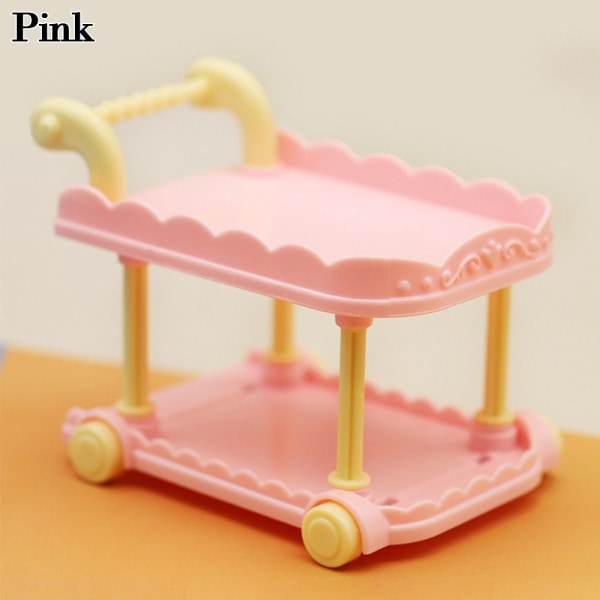 Nukkekodin minihuonekalut 2-kerroksinen vaunukärry PINK Pink