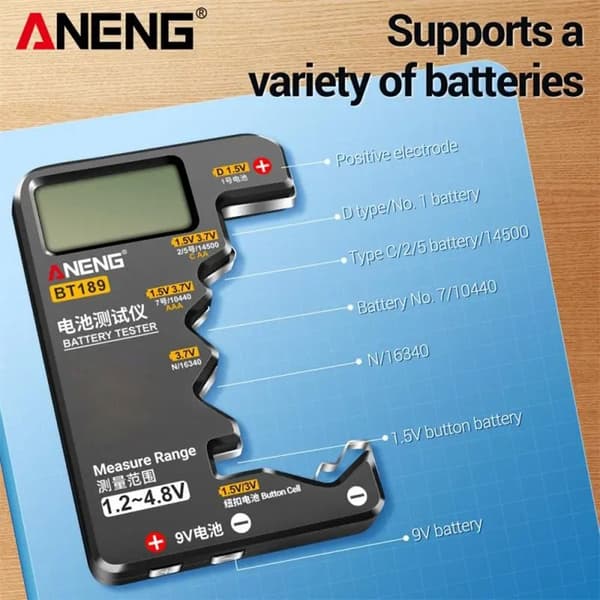 Batteritester Batteridetektor SVART Black