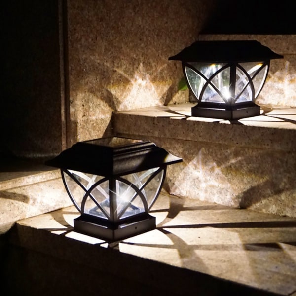 Solar Column Head Lamp Vägg Head Lamp VIT LJUS VIT LJUS white light