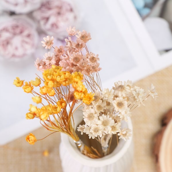 30st dekorativa torkade blommor Mini Daisy GUL yellow