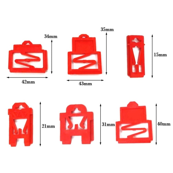 10 stk Styreskinnespænde Rødt spænde 40MM 40mm