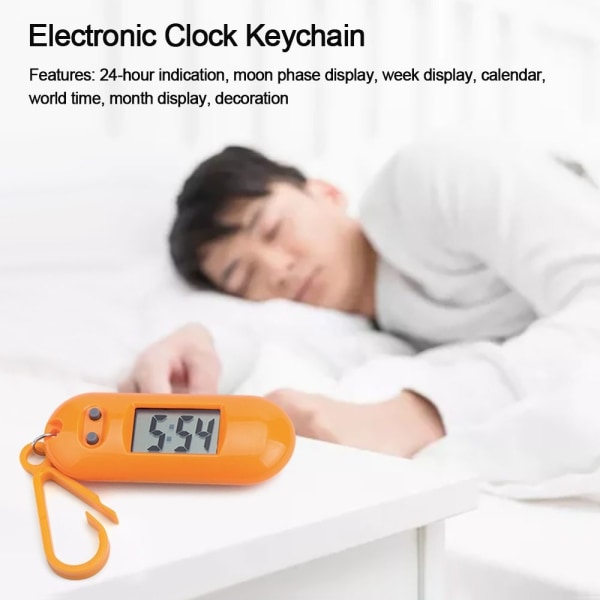 4st Elektronisk Klocka Nyckelring Elektronisk Oval Watch ORANGE Orange