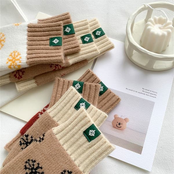 Strikkede handsker halvfinger handsker KHAKI khaki