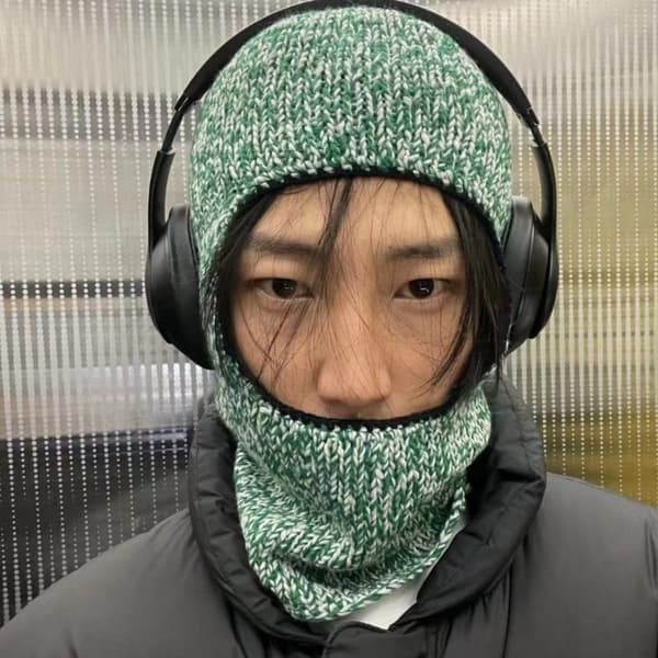 Stickade mössor Balaclava Mask KAFFE Coffee