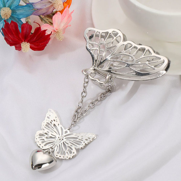 4st Metallhårgrepp Goth Butterfly Love Pendant Hair Claws
