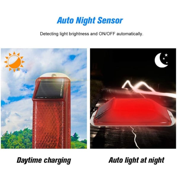 2 stk Trafiklys Solar Strobe Advarselslys Nød-LED