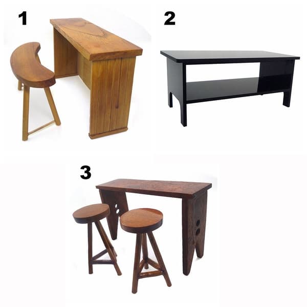 Dockhus Bar Counter Miniatyr Bordsstol Set 3 3 3
