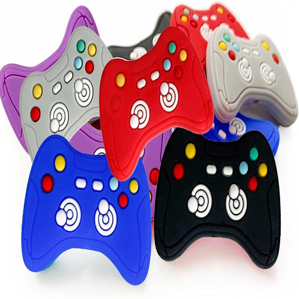 10 stykke søt Gamepad Silikonperler Fargerike Spacer Beads DIY