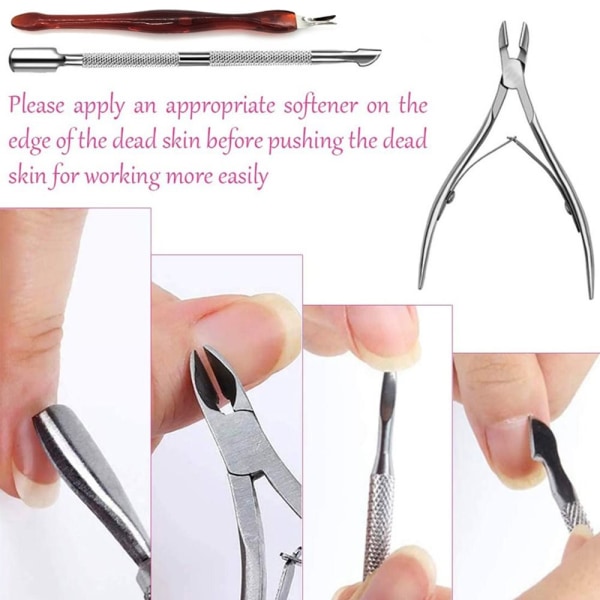 Cuticle Pusher Dead Skin Push Remover 3 STK 3 STK 3pcs