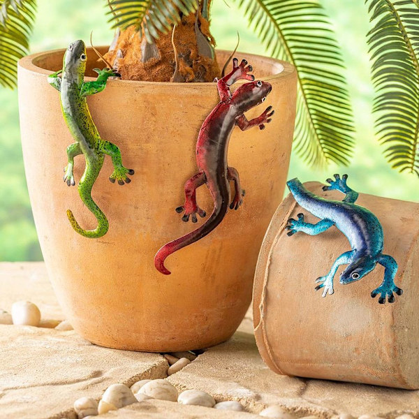 Metal Gecko Art Decoration Udendørs Have BLÅ Blue