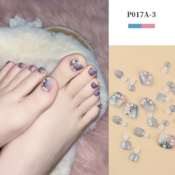 24 stk falske tånegle Aurora Dazzle P017A-3 P017A-3 P017A-3